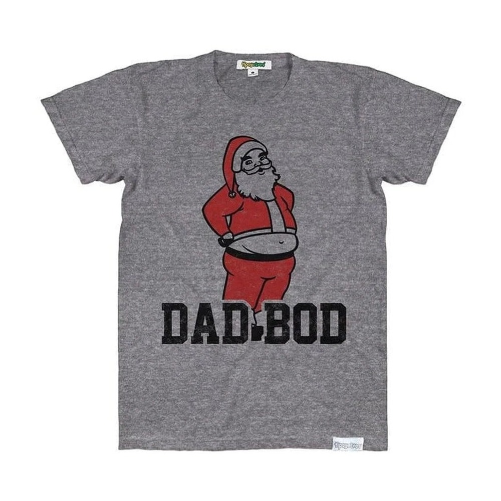 NWT Tipsy Elves Mens Gray Santa Dad Bod Graphic Print Crew Neck‎ T-Shirt XXL
